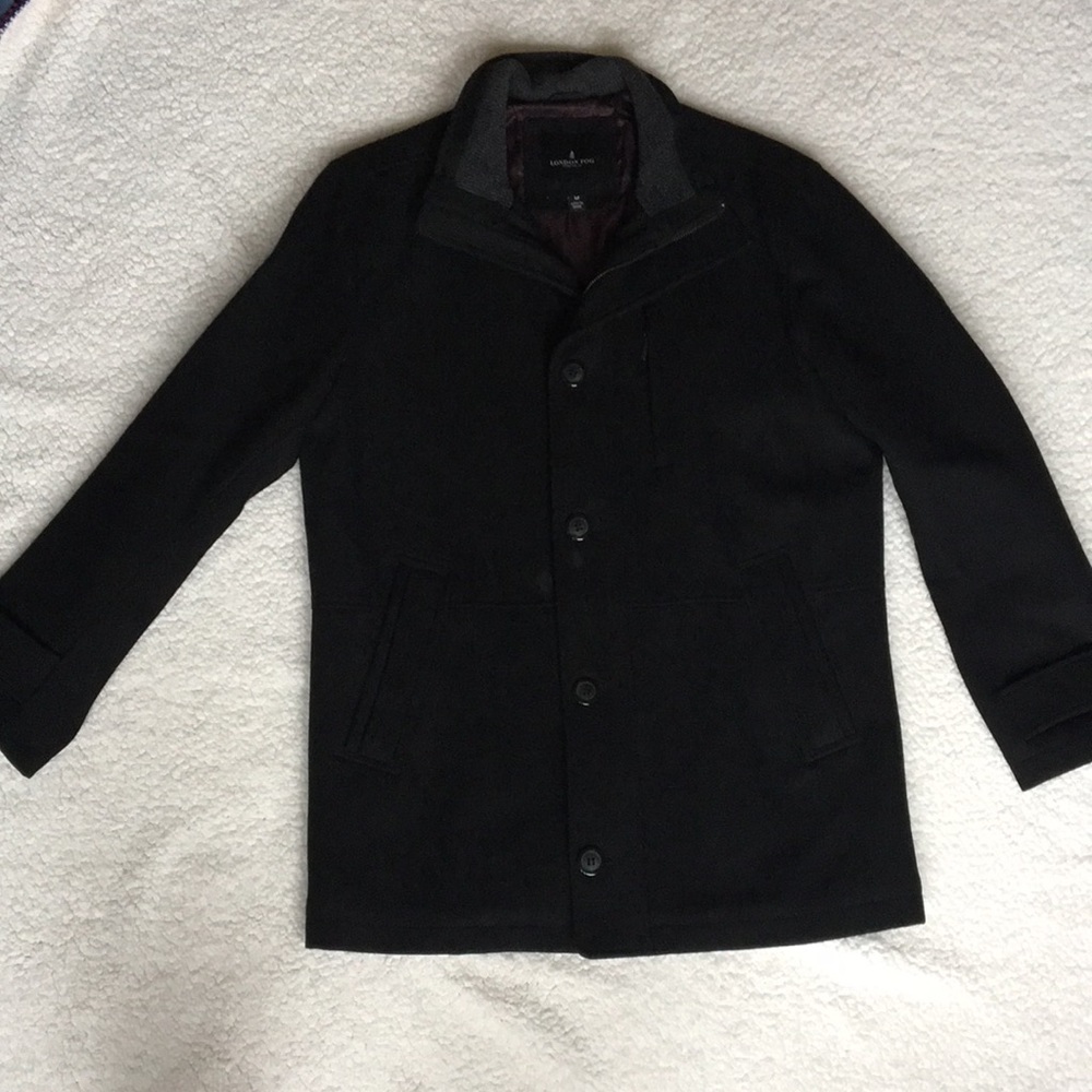 London Fog black wool blend coat. Size M